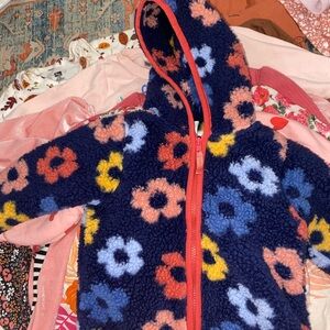 Floral Fleece Hooded Jacket